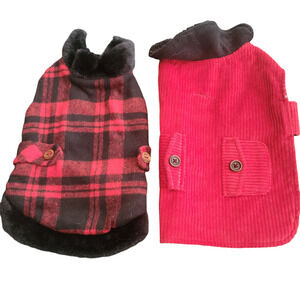 2 Dog Warm Fall Winter‎ Coats or Sweaters Plaid and Corduroy Size Medium